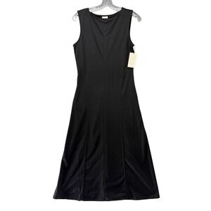 A New Day Womens Sleeveless Midi Dress Black Boat Neck Princess Seams Small NEW